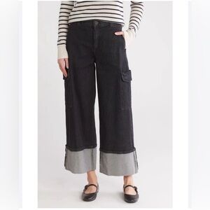 Democracy Skyrise Wide Leg Cuffed Cargo Jeans size 14 Boho NWT